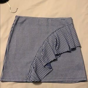 Blue and White Checkered Topshop Skirt